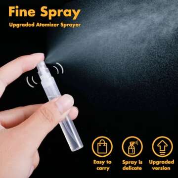 Chiallco Mini Perfume Sample Bottles, 10 Pack 5 ml Plastic Small Perfume Spray Bottle, Fine Mist, Portable Perfume Travel Refillable Bottle, 2025 Upgraded atomizer sprayer for perfume, Clear