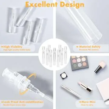 Chiallco Mini Perfume Sample Bottles, 10 Pack 5 ml Plastic Small Perfume Spray Bottle, Fine Mist, Portable Perfume Travel Refillable Bottle, 2025 Upgraded atomizer sprayer for perfume, Clear