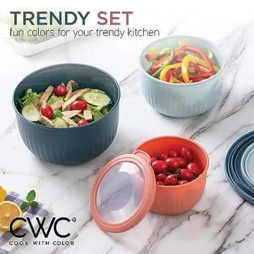 COOK WITH COLOR Prep Bowls with Lids- Wide and Deep Nesting Plastic Small Mixing Bowl Set with Lids, 12 Piece Set - Deep Bowls, Multicolor