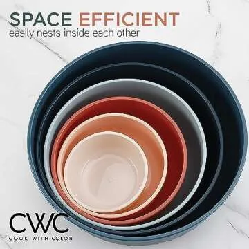 COOK WITH COLOR Prep Bowls with Lids- Wide and Deep Nesting Plastic Small Mixing Bowl Set with Lids, 12 Piece Set - Deep Bowls, Multicolor