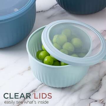COOK WITH COLOR Prep Bowls with Lids- Wide and Deep Nesting Plastic Small Mixing Bowl Set with Lids, 12 Piece Set - Deep Bowls, Multicolor