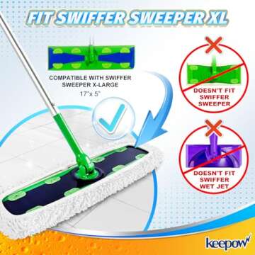 KEEPOW Reusable XL Wet Refills Compatible with Swiffer Sweeper XL, X-Large Dry Sweeping Cloths, Wet ...