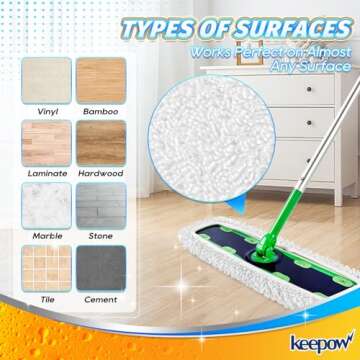 KEEPOW Reusable XL Wet Refills Compatible with Swiffer Sweeper XL, X-Large Dry Sweeping Cloths, Wet Mopping Cloths, Washable Microfiber XL Mop Pads Refills for Surface/Hardwood Floor Cleaning, 4 Pack