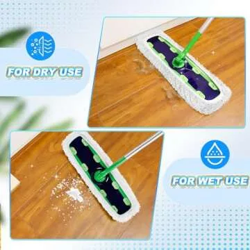 KEEPOW Reusable XL Wet Refills Compatible with Swiffer Sweeper XL, X-Large Dry Sweeping Cloths, Wet Mopping Cloths, Washable Microfiber XL Mop Pads Refills for Surface/Hardwood Floor Cleaning, 4 Pack