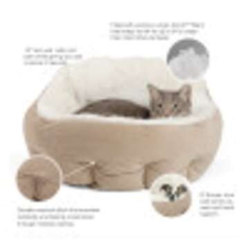 Best Friends by Sheri OrthoComfort Deep Dish Cuddler Ilan Microfiber Cat and Dog Bed, Wheat, Standard