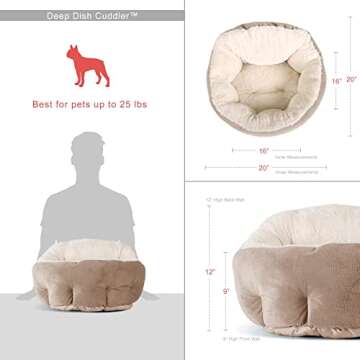Best Friends by Sheri OrthoComfort Deep Dish Cuddler Ilan Microfiber Cat and Dog Bed, Wheat, Standard
