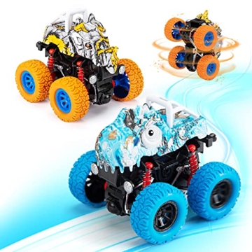 LODBY Dinosaur Trucks Toys for Kids - Friction Powered Dino Vehicles for Ages 3-5