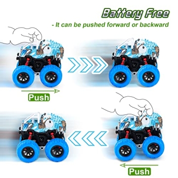 LODBY Dinosaur Trucks Toys Friction Powered for Kids Ages 3-5