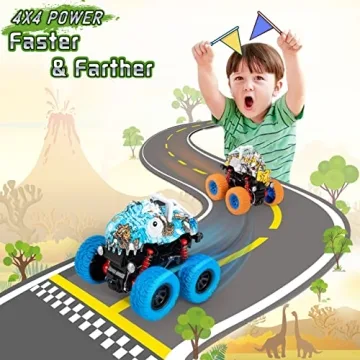 LODBY Dinosaur Trucks Toys Friction Powered for Kids Ages 3-5