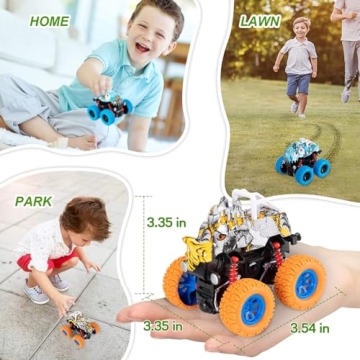 LODBY Dinosaur Trucks Toys Friction Powered for Kids Ages 3-5