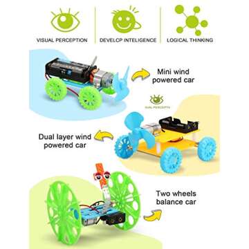 Poraxy 5 Set STEM Science Kits for Kids Ages 8-12, Robotics Model Car, Toys for Ages 8-13, Building Engineering Experiment Projects, Birthday Gifts for Boys Girls 6 7 8 9 10 11 12 13 Year Old
