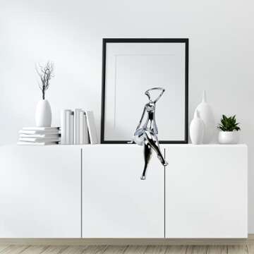 Finesse Decor Grand Isabella Naked Woman Modern Decor | Large Abstract Art Woman Sculpture Table Centerpiece (Chrome, Small)