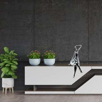 Finesse Decor Grand Isabella Naked Woman Modern Decor | Large Abstract Art Woman Sculpture Table Centerpiece (Chrome, Small)