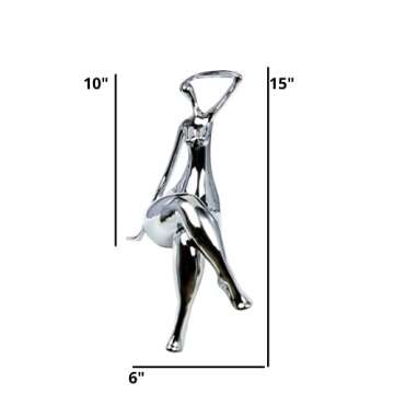 Finesse Decor Grand Isabella Naked Woman Modern Decor | Large Abstract Art Woman Sculpture Table Centerpiece (Chrome, Small)