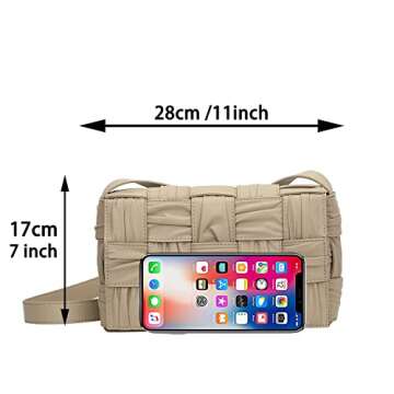 ELDA Woven Crossbody Bag for Women Cassette Bag Cloud Purse Fashion Ruched Bags Handmade Padded Handbag