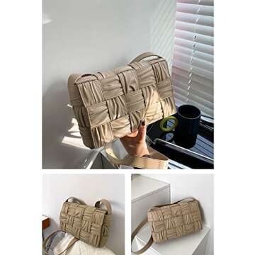 ELDA Woven Crossbody Bag for Women Cassette Bag Cloud Purse Fashion Ruched Bags Handmade Padded Handbag
