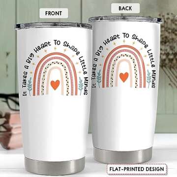 SANDJEST Teacher Tumbler - It Takes Big Heart to Shape Little Minds Travel Coffee Mug Appreciation G...