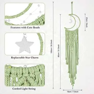 Macrame Moon Dream Catcher for Girls and Adults