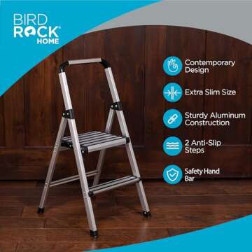 BirdRock 2-Step Lightweight Aluminum Ladder for Home Use