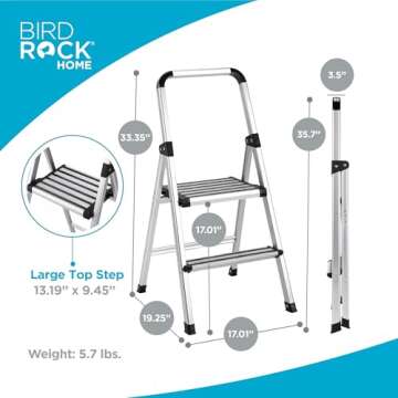 BirdRock 2-Step Lightweight Aluminum Ladder for Home Use