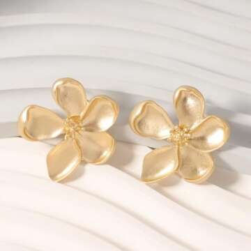 Elegant Gold Flower Stud Earrings for Women - Perfect Gift for Any Occasion
