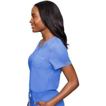 Med Couture Women's V-Neck Scrub Top in Ciel