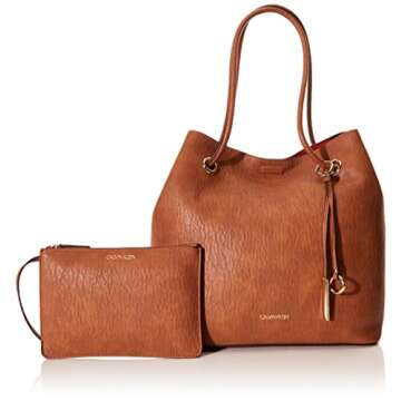 Calvin Klein Gabrianna Novelty North/South Key Item Tote, Caramel