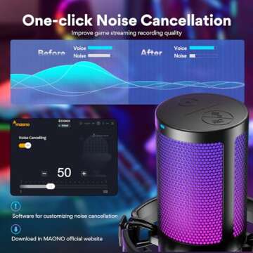 MAONO USB Gaming Microphone: Crystal Clear Sound & Dynamic RGB