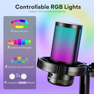 MAONO USB Gaming Microphone: RGB & Noise Cancellation