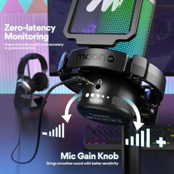 MAONO USB Gaming Microphone: RGB & Noise Cancellation