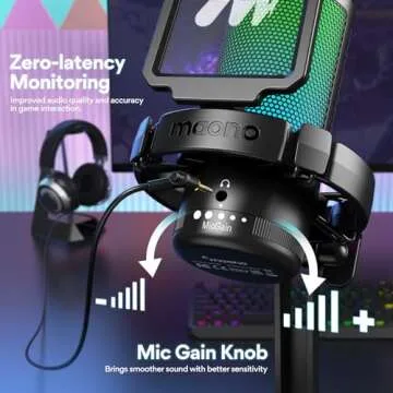 MAONO USB Gaming Microphone: RGB & Noise Cancellation