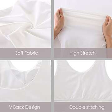 SJBYST Padded Longline Sports Bra Women Medium Support V-Neck Yoga Bra Built in Bra Removable Cups Tank Tops for Gym Workout Fitness White Medium