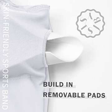 SJBYST Padded Longline Sports Bra Women Medium Support V-Neck Yoga Bra Built in Bra Removable Cups Tank Tops for Gym Workout Fitness White Medium