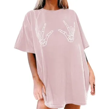 Avanova Women's Skull Graphic Print Oversized Tee