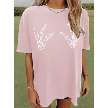 Avanova Women's Skull Graphic Print Oversized Tee