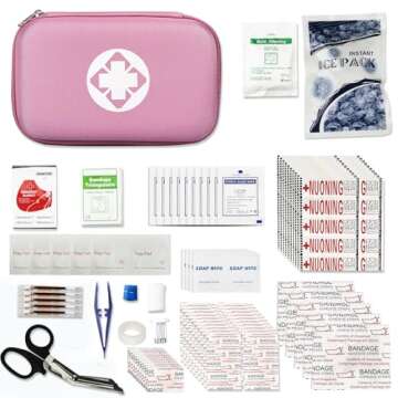 Car-Home Survival First-Aid Kit Emergency-Kit - Pink 273Piece Equipment Travel Supplies First Aid Se...