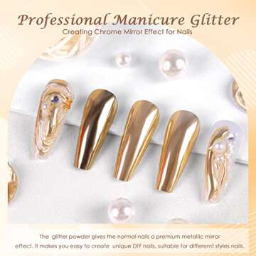 Laza Chrome Nail Powder Mirror Effect Metallic Dust Holographic Glitter Glazed Manicure Decoration R...