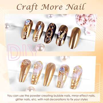 Laza Chrome Nail Powder Mirror Effect Metallic Dust Holographic Glitter Glazed Manicure Decoration Reflective Pigment for DIY Gel Polish Nail Art, Resin Craft, Gifts - Gold