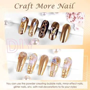 Laza Chrome Nail Powder Mirror Effect Metallic Dust Holographic Glitter Glazed Manicure Decoration Reflective Pigment for DIY Gel Polish Nail Art, Resin Craft, Gifts - Gold