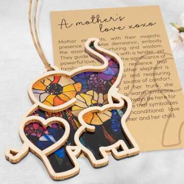 Heartfelt Motherhood Elephant Ornament with Card