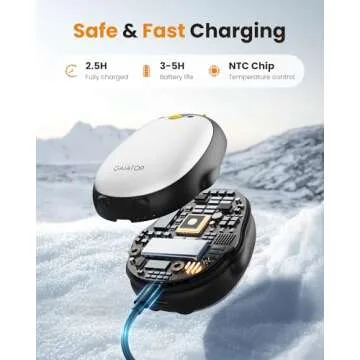 Gaiatop Magnetic Hand Warmers Rechargeable 2 Pack, 3 Settings Pocket-Sized Cute Penguin, Fast Hot Hands Reusable Portable Electric Heater for Camping Hunting Golf, Gifts for Women Men Black