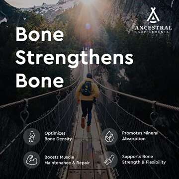Ancestral Supplements Grass Fed Beef Living Bone Supplement, Bone Meal Capsules Support Bone Health, Oral and Joint Health and Flexibility, Non-GMO, 180 Capsules
