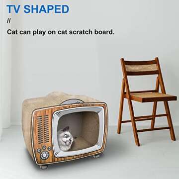 FluffyDream TV Cat Scratcher Cardboard Lounge Bed, Cat Scratching Board, Durable Board Pads Prevents...