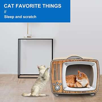 FluffyDream TV Cat Scratcher Cardboard Lounge Bed, Cat Scratching Board, Durable Board Pads Prevents Furniture Damage