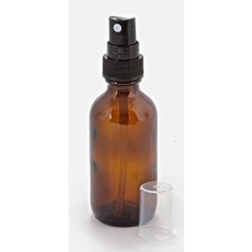 Vivaplex, 6, Amber, 2 oz Glass Bottles, with Black Fine Mist Sprayers
