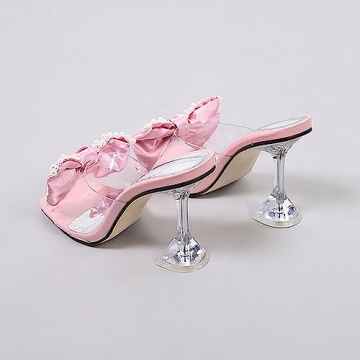 Crepuscute Bow Square Toe High Heel Sandals for Women