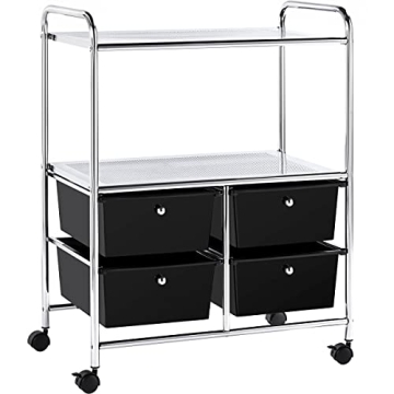 Yaheetech Rolling Storage Cart with 4 Drawers & 2 Shelves on Wheels for Home and Office