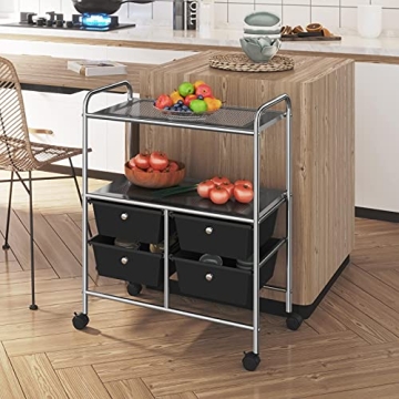 Yaheetech 4-Drawer Rolling Storage Cart for Organization