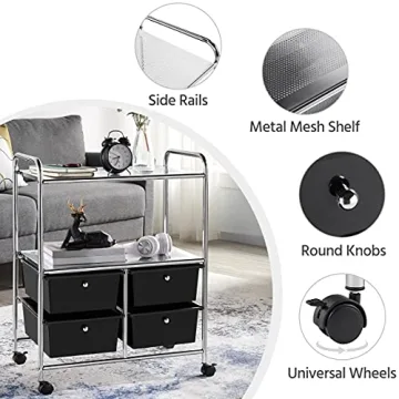 Yaheetech 4-Drawer Rolling Storage Cart for Organization