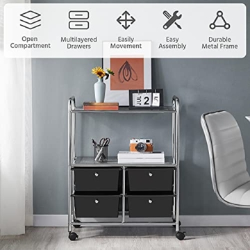 Yaheetech 4-Drawer Rolling Storage Cart for Organization